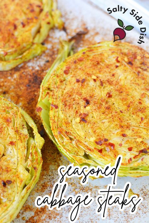 Cabbage Steaks in the Oven Oven Cabbage Steaks, Bake Cabbage In Oven, Oven Baked Cabbage Steaks, Roasted Cabbage Steaks Oven, Roast Cabbage In Oven, Fried Cabbage Steaks, Cabbage Steaks In Oven, Oven Baked Cabbage, Cabbage In The Oven