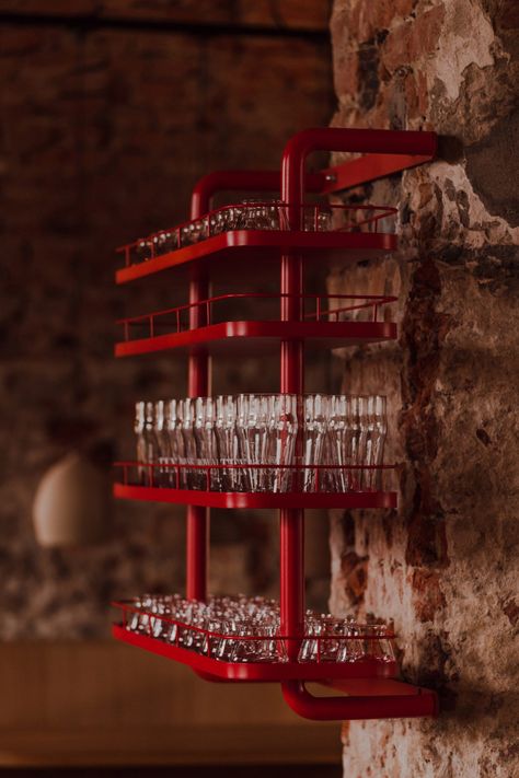 Projekt Praga creates bar with self-service fountain for Tenczynek Brewery Restaurant Service Station, Brewery Bar Design, Brewery Bar, Bar Shelves, Pub Design, Game Room Bar, Brick Arch, Polish Design, Minimalist Bar