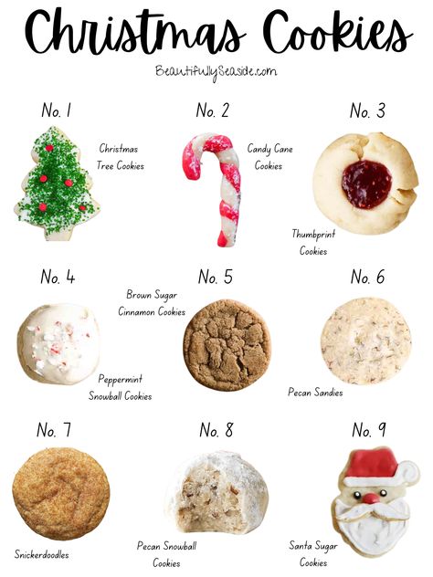 Christmas Cookies Assortment, Best Santa Cookies, Christmas Cookies Platter Ideas, Hosting Christmas Cookie Baking Party, How To Bake Christmas Cookies, Holiday Cookie Assortment, Christmas Tray Treats, Traditional Christmas Baking Ideas, Christmas Food Inspiration