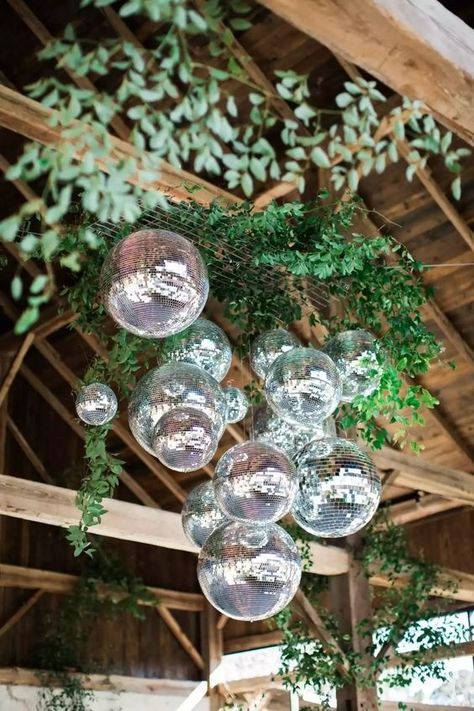 Mini Disco Ball Decor, Mini Disco Ball, Alcohol Wedding Favors, Disco Ball Decor, Wedding Alcohol, Decor With Ropes, Earthy Chic, Disco Party Decorations, Disco Balls