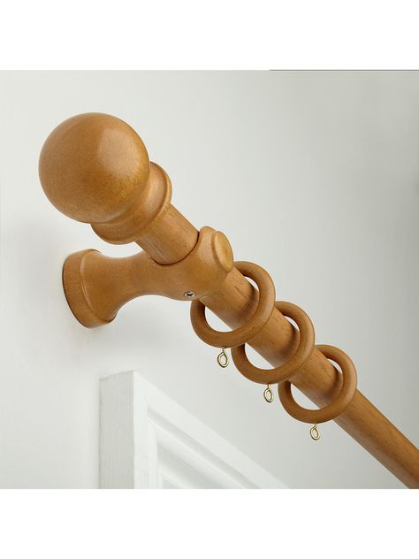 John Lewis & Partners The Basics Curtain Pole Kit, Oak Effect Finish, Dia.28mm at John Lewis & Partners Wooden Curtain Poles, Wooden Curtain, Pencil Pleat Curtains, Pleat Curtains, Simply Home, Curtain Pole, Curtain Rails, Wooden Hoop, Pleated Curtains