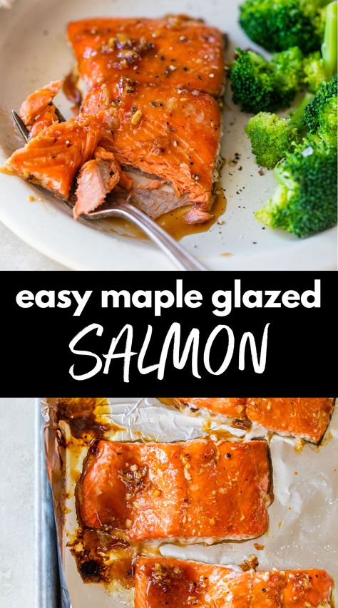 Maple Glazed Salmon Oven, Maple Salmon Recipes Baked, Maple Salmon Air Fryer Recipes, Maple Glazed Salmon Air Fryer, Salmon Recipes Maple Syrup, Fall Salmon Recipes, Baked Salmon Recipes Oven, Baked Salmon Fillet, Maple Salmon Recipes