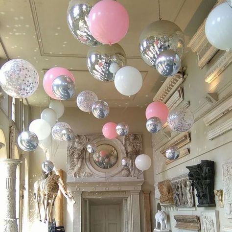 Wedding balloons, wedding inspiration, wedding decorations, bubblegum balloons, wedding inspo, wedding ideas, Balloon Ceiling Decorations, Bubble Gum Party, Wedding Installations, Gorgeous Wedding Venues, Comic Wedding, Ceiling Balloons, Aynhoe Park, Wedding Reception Hall, Arch Designs