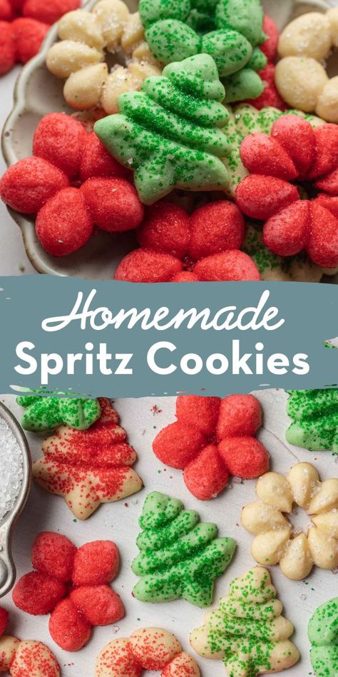 Crisp and buttery, classic spritz cookies taste like a cross between sugar cookies and shortbread. Each bite melts in your mouth, and it's far too easy to keep eating one after another! Classic Spritz Cookies, Philsbury Recipes, Butter Spritz Cookies, Christmas Spritz Cookies, Live Well Bake Often, Spritz Cookie, Gingerbread Man Recipe, Spritz Cookie Recipe, Simple Cookie