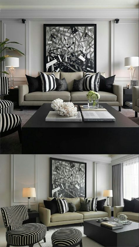 Dining Room Trends, Black And White Living Room, Living Room Decorating, Trendy Living Rooms, White Living, White Living Room, Room Decorating, Chic Home Decor, Living Room Grey