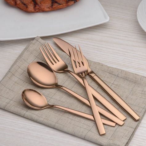 Copper Silverware, Rose Gold Silverware, Rose Gold Cutlery, Black Cutlery, Gold Silverware, Gold Cutlery Set, Gold Cutlery, Holiday Dinner Party, Cutlery Sets