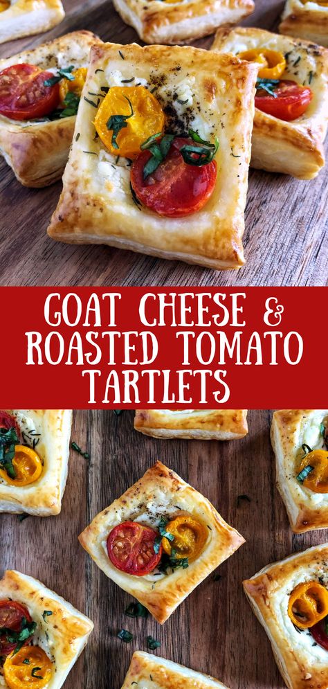 Puff Pastry Tartlets, Tomato Puff Pastry, Yellow Cherry Tomatoes, Puff Pastry Recipes Appetizers, Puff Pastry Tarts, Puff Pastry Appetizers, Pastry Appetizer, Goat Cheese Recipes, Savory Tart