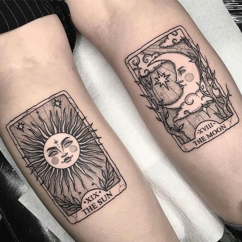 Lotusblume Tattoo, Moon Sun Tattoo, Sun And Moon Tattoo, Mystical Tattoos, Tarot Tattoo, Tarot Card Tattoo, Polynesian Tattoos, Palm Tattoos, Moon Tattoo Designs