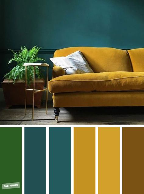 Green   Mustard   Teal – The Best Living Room Color Schemes #livingroom #colors #mustardyellow Good Living Room Colors, Teal Living Rooms, Best Living Room, Living Room Color Schemes, Green Walls, Room Color Schemes, Room Color, Living Room Green, Living Room Colors