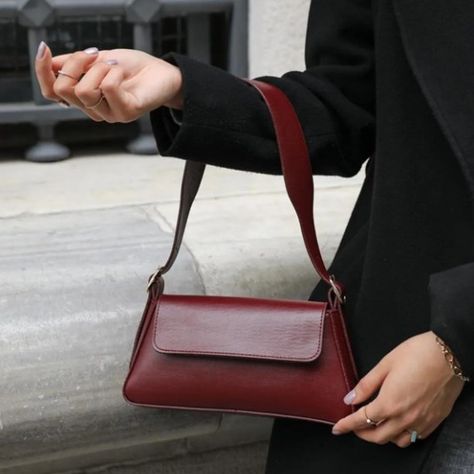 Minimalist Shoulder Bag,Mini Baguette Burgundy Bag, Classic Faux Leather Crossbody Bag, Vintage Style Leather Box Bag, Woven leather bag Leather Baguette Bag, Minimalist Purse, Burgundy Purse, Woven Leather Tote, Burgundy Bag, Bottega Veneta Bag, Woven Leather Bag, Purse For Women, Vintage Shoulder Bag