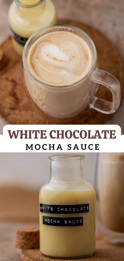 Starbucks White Chocolate Mocha Sauce, White Chocolate Mocha Sauce, Mocha Sauce Recipe, Mocha Syrup Recipe, Starbucks Sweet Cream, White Mocha Syrup, Starbucks White Chocolate, Mocha Syrup, Mocha Sauce