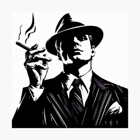 Get my art printed on awesome products. Support me at Redbubble #RBandME: https://www.redbubble.com/i/photographic-print/Noir-Big-Gang-Boss-Vintage-Retro-by-RESToRAPTOR/157542717.6Q0TX?asc=u Mafia Illustration, Shading Guide, Mafia Art, Vampire The Requiem, Noir City, Gangster Style, Gangs Of New York, Choose Her, Men's Facial Hair