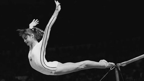 Nadia Comaneci Perfect 10, Olympic Icons, 1976 Olympics, Gymnastics Events, Nadia Comaneci, Simona Halep, Uneven Bars, Gabby Douglas, Olympic Gymnastics