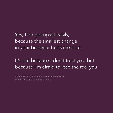 Scrawled Stories on Instagram: “"I'm afraid to lose the real you 🙈" Scrawled by @prateek_writes 👌🏻” I’m Afraid To Lose You, Weakness Quotes, I Dont Trust You, Afraid To Lose You, I'm Afraid, Lost, It Hurts, Love Quotes, Writing