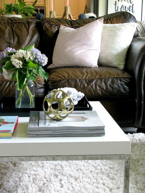 Decorating Around Dark Leather Sofas - Life Love Larson