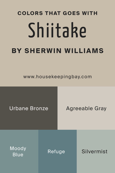 Colors That Go With SW Shiitake She Twin Williams Shiitake, Sherwin Williams Shiitake Kitchen, Sherwin Williams Shiitake Color Palette, Shitake Paint Sherwin Williams Coordinating Colors, Sw Shiitake Cabinets, Shitake Paint Color, Sw Shiitake Paint Color, Sherwin Williams Shiitake Cabinets, Shiitake Sherwin Williams Cabinets