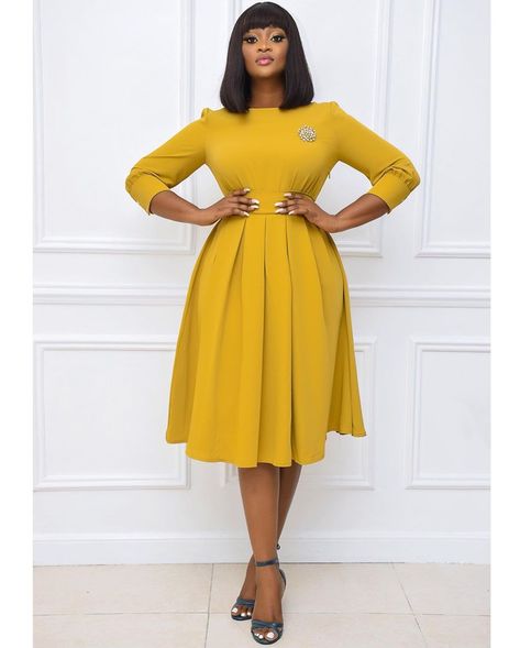 Office Gown, Corporate Gowns, Mustard Skirt, Corporate Dress, Short African Dresses, African Print Dress Designs, African Wear Dresses, Modest Dresses Casual, Stylish Work Attire