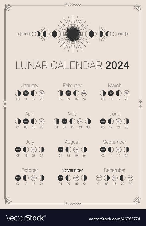 Moon Phases 2024 Calendar, Lunar Calendar 2024, Moon Calendar 2024, Card Background Design, Lunar Moon Phases, Retrograde Planets, Astrology Calendar, Moon Phase Calendar, Lunar Moon