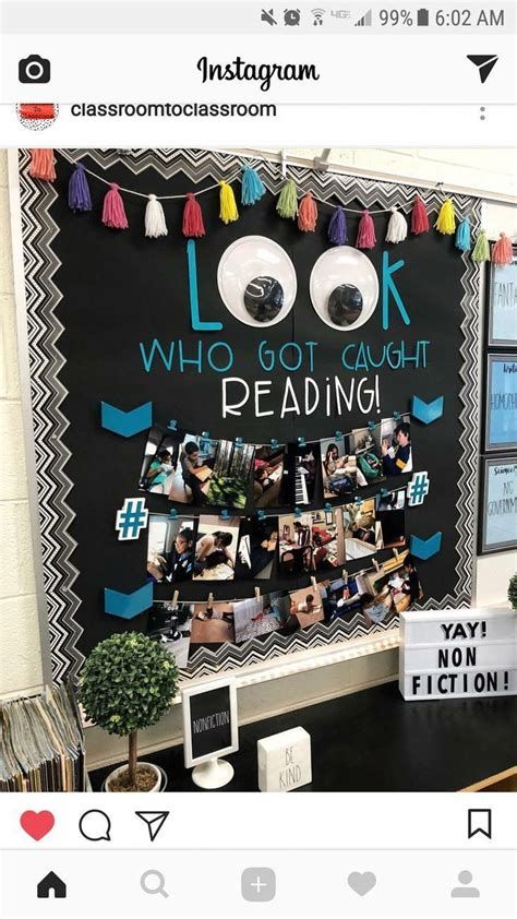 Images By Amanda On Bulletin Boards | Diy Classroom Reading Banners Classroom Decor, School Work Room Ideas, Library Opening Poster, Above Board Decor Classroom, Book Club Bulletin Board, Book Review Bulletin Board, Look Who Got Caught Reading, Ela Classroom Themes, Classroom Bookshelves