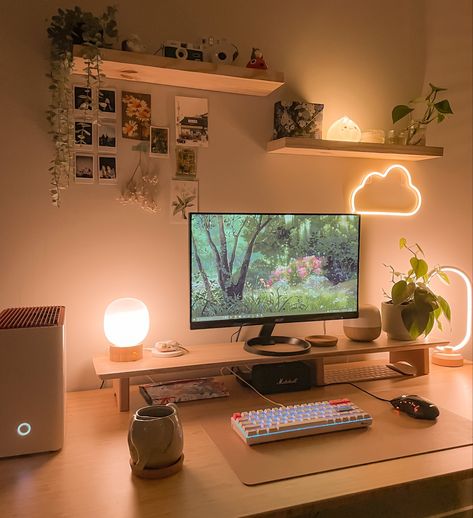 Ikea Desk Hack, Zimmer Diy, Cozy Desk, Dream Desk, Cozy Office, Gamer Room Decor, Cozy Home Office, Deco Studio, Decor Ikea