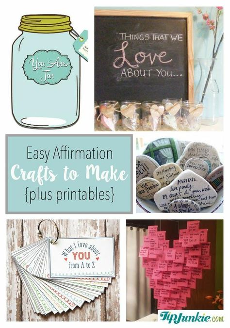 Easy Affirmation  Crafts to Make  {plus printables}-jpg Affirmation Crafts Ideas, Affirmation Art Projects, Positivity Crafts, Affirmation Crafts, Affirmation Gifts, Craft Projects For Adults, Banner Diy, Scout Ideas, Parenting Ideas