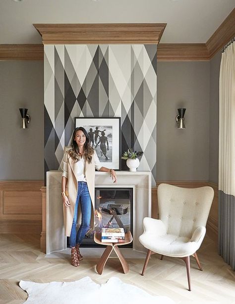 Bookshelves around fireplace