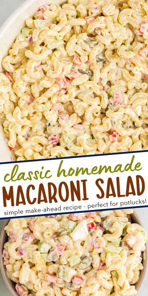 Classic Macaroni Salad - The Chunky Chef Veggie Macaroni Salad, Cold Macaroni Salad Recipe, Make Ahead Pasta Salad, Homemade Macaroni Salad, Apartment Meals, Macaroni Salads, Quick Foods, Easy Macaroni Salad, Classic Macaroni Salad