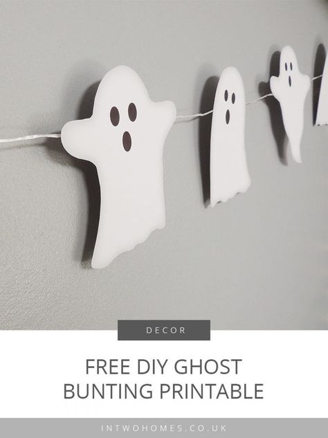 DIY Ghost Bunting - Halloween Decor Printable / Download this free ghost bunting printable for a cost-effective way to decorate this halloween. We love DIY Halloween decorations!