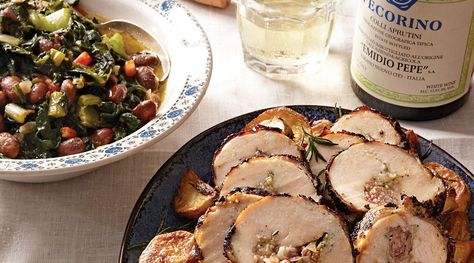 Inspired by the traditional pork classic, tender marinated chicken breasts are spread with garlic paste, herbs, and salty pancetta before being rolled and grilled. Borlotti Beans, Marinating Chicken Breast, Swiss Chard, Marinated Chicken, Poultry Recipes, Chard, Fennel, Chicken Dinner, Chicken Dishes