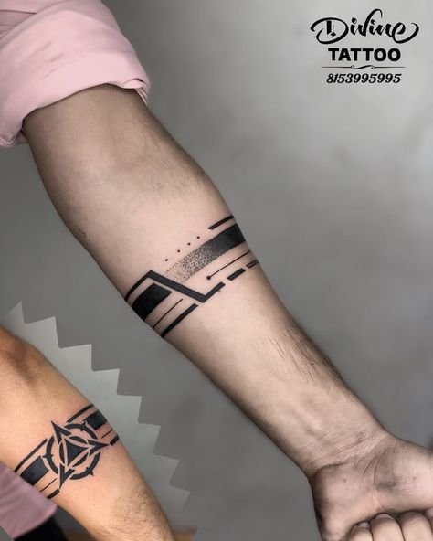 Armband tattoo | divinetattoorajkot | custom armband tattoo in 2022 | Arm band tattoo, Forearm band tattoos, Band tattoo designs Circular Tattoo Designs For Men, Stripe Tattoo Arm, Leg Band Tattoos For Men, Armband Tattoo Men Forearm, Hand Band Tattoo For Men, Armband Tattoo Men, Armband Tattoo Mann, Forearm Band Tattoo, Band Tattoo Designs For Men