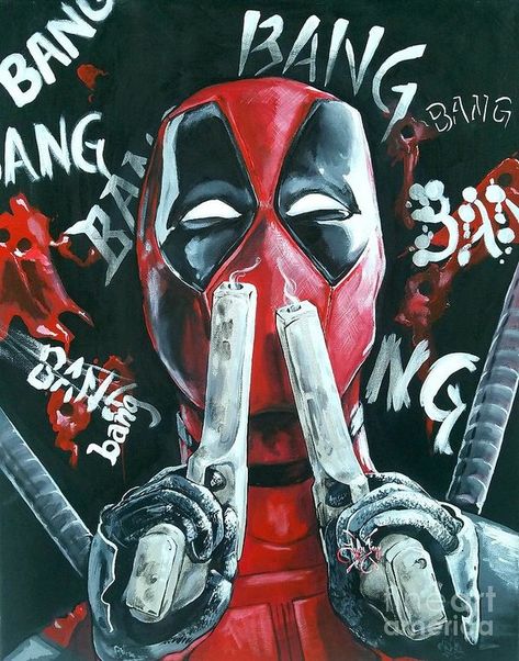 Deadpool Art Sketches, Wall Drawing Ideas Creativity, Deadpool Painting, Arte Trash Polka, Deadpool Poster, Deadpool Drawing, Marvel Canvas, Marvel Paintings, Deadpool Art