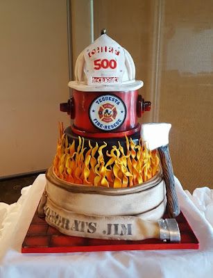 Retirement Cake Ideas, Firefighter Wedding Cakes, Firefighter Birthday Cakes, 75 Birthday Cake, Fire Fighter Cake, Police Cakes, Fire Wedding, Fireman Cake, Fire Cake