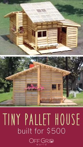 Tiny Pallet House, Pallet Homes Houses, Tiny House Pallets, Wood Pallet House, Pallet House Plans How To Build, Pallet House Ideas, House Made Of Pallets, Diy Pallet House, Pallet Tiny House