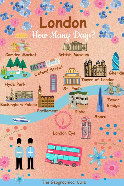 Pinterest pin for how many days to spend in London 5 Days In London, London Must See, Beautiful Places In England, London Wonders, London Tips, London Itinerary, London Guide, Europe Trip Itinerary, Europe Itineraries