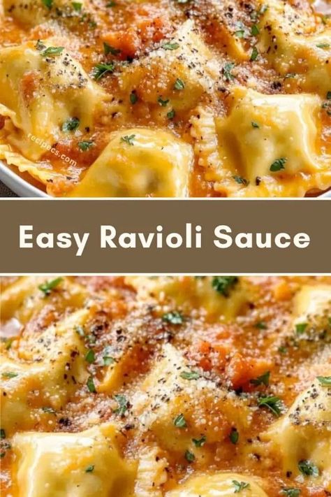 Easy Ravioli Sauce Best Sauce For Ravioli, Easy Ravioli Sauce, Ravioli Dinner Ideas, Ravioli Sauce Recipe, Easy Ravioli, Ravioli Sauce, Alfredo Sauce Recipe Homemade, Herb Roasted Potatoes, Easy Pasta Dinner