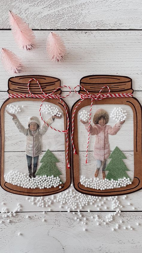 Kiara Sierra (@_everythingalways_) • Instagram photos and videos Paper Mason Jar Snow Globe, Christmas Card Recycle Crafts, Mason Jar Snow Globe For Kids, Snow Globe Picture Ornament, Mason Jar Template, Jar Template, Snow Globe For Kids, Mason Jar Picture, Open Picture