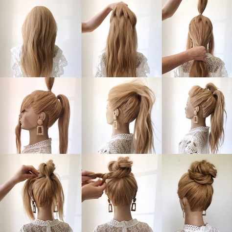 High Updo, High Bun Hairstyles, Hair Bun Tutorial, Elegant Wedding Hair, High Bun, Long Hair Updo, Cute Hairstyles For Medium Hair, Hairdo For Long Hair, Braided Hairstyles Tutorials