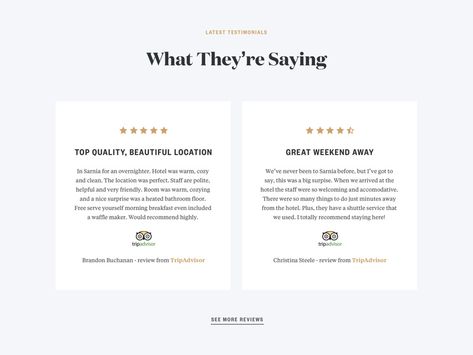 WIP Hotel Review Section by Josh McDonald Landing Page Design, Hotel Reviews, Page Design, Best Hotels, Landing Page, Website Design, Hotel, Design