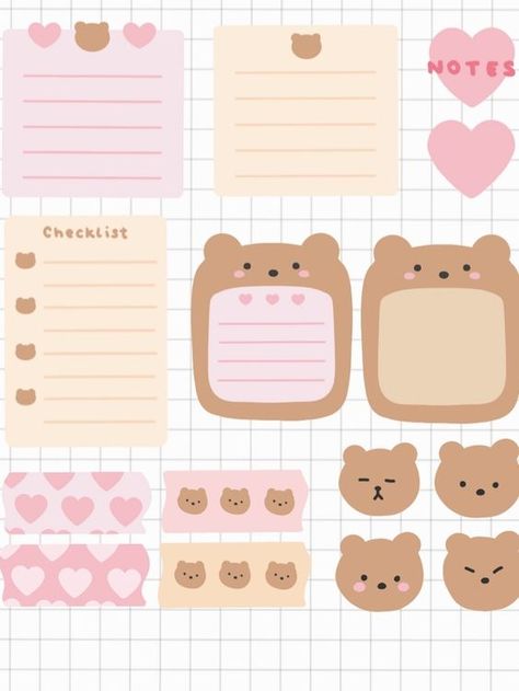 Cute Bear and Bunny Digital Sticker Bundle Transparent - Etsy Canada #StickerCollection Kawaii Bear Stickers Printable, Cute Bear Stickers Printable Kawaii, Sticker Diy Ideas, Cute Clipart Stickers, Kawaii Journal Template, Cute Stickers Printable For Journal, Cute Sticky Notes Printable, Kawaii Stickers Printable Scrapbooking, Cute Printable Stickers Journal