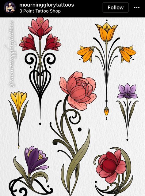 Art Nouveau Tattoo Flash, Tattoo Ideas Art Nouveau, Art Deco Floral Design, Art Nuevo Flowers, Art Nouveau Style Tattoo, Art Nouveau Flowers Pattern, Art Nouveau Iris Flower, Art Nouveau Flower Design, Art Nouveau Floral Design