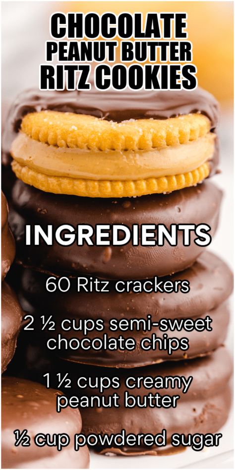 Ritz Cookies, Ritz Cracker Recipes, Chocolate Peanut Butter Recipes, Crunchy Chocolate, Chocolate And Peanut Butter, Filled Cookies, Peanut Butter Filling, Cracker Recipes, Ritz Crackers