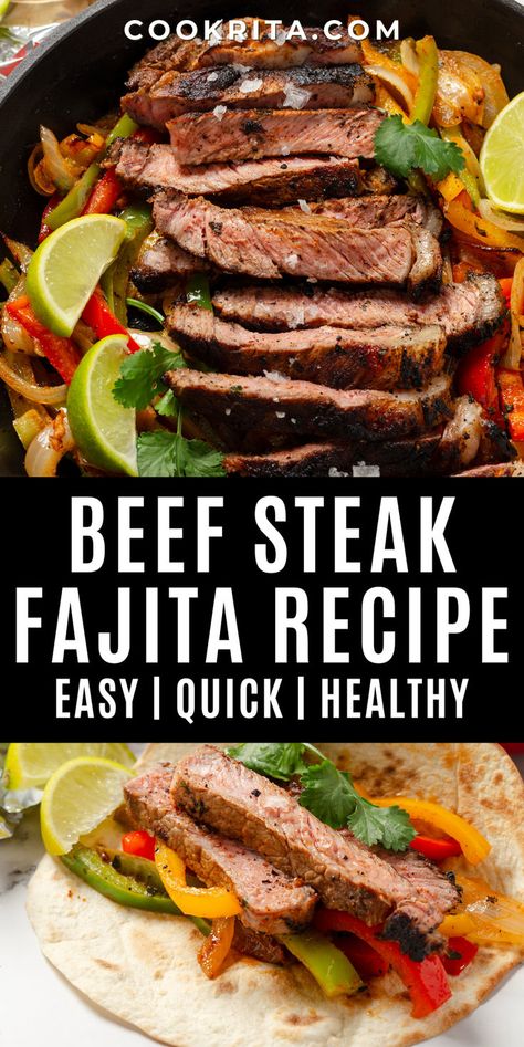 Discover the best skillet steak fajitas with a simple marinade that packs a punch of flavor. This recipe is perfect for busy weeknights and will have everyone asking for seconds! #skilletrecipes #steakfajitas #weeknightdinner #fajitas Sheet Pan Beef Fajitas Flank Steak, Sirloin Steak Fajitas Recipes, Easy Beef Fajita Recipe, Beef Fajitas Skillet, London Broil Fajitas, Fajita Dishes, Steak Fajita Marinade Recipe, Steak Fajitas Skillet, Fahijatas Recipe