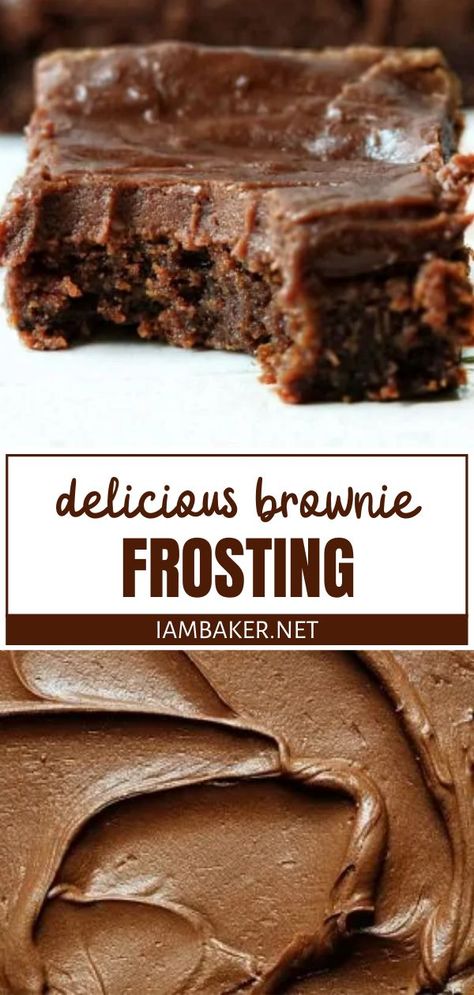 Brownie And Frosting Recipe, Iced Brownies Frosting Recipes, Creamy Brownie Frosting, Homemade Brownie Frosting, Best Icing For Brownies, Brownie Fudge Frosting, Fudge Iced Brownies, Fudge Brownies With Frosting, Fudge Icing For Brownies