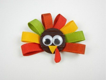 Make A Bow With Ribbon, Bow With Ribbon, Turkey Bow, Thanksgiving Hair Bows, Thanksgiving Bow, Thanksgiving Hair, Holiday Hair Bows, Ribbon Sculptures, Make A Bow