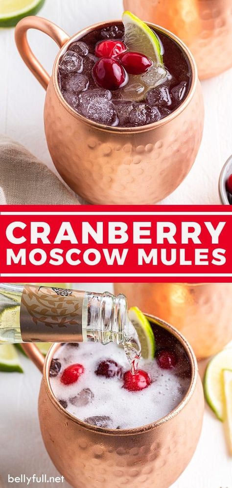 Cranberry Moscow Mule Recipe, Cranberry Moscow Mule, Christmas Drinks Alcohol Recipes, Cranberry Drinks, Christmas Drinks Alcohol, Moscow Mules, Moscow Mule Recipe, Mule Recipe, Fall Cocktails Recipes