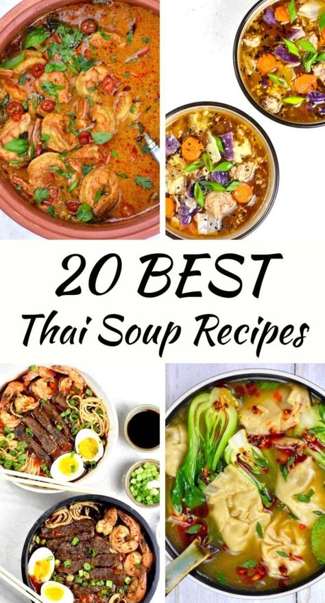 Thai soup recipes pin. Crockpot Thai Soup, Thai Soups Chicken, Lao Soup Recipes, Thai Beef Soup Recipes, Thai Clear Soup, Asian Crockpot Soup, Asian Soups Recipe, Best Thai Food Recipes, Tai Soup