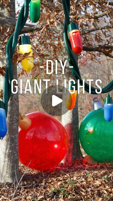 558K likes, 5,564 comments - livinwithmb on November 24, 2023: "DIY giant set of string lights! 🤩 Looking for an outdoor Christmas display that will make a huge impact? These oversized Christmas lights are it!!!!!🎄 I wouldn’t call this the cheapest DIY I’ve ever shared 😅 but here are the materials used if you decide to recreate! (I’ve also linked everything including the oversized ornaments in my @shop.ltk in my bio) The original DIY comes from Paige Hemmis for the @hallmarkchannel in 2016 Diy Light Balls Outdoor, Large Christmas Bulbs Outside, Christmas Giant Ornaments, Diy Huge Ornaments, Christmas Yard Themes, Christmas Lights On Ground, Diy Gigantic Christmas Ornaments, Diy Large Xmas Ornaments, Giant Baubles Diy Outdoor Christmas