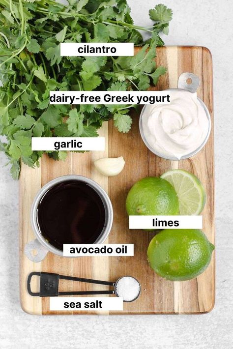 Chipotle Lime Sauce, Dairy Free Greek Yogurt, Creamy Cilantro Lime Dressing, Cilantro Lime Dressing, Lime Sauce, Homemade Salads, Homemade Salad Dressing, Lime Dressing, Colorful Salads