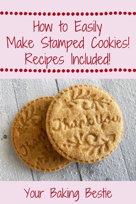 stamped cookies recipe Best Cookie Recipe For Stamping, How To Stamp Cookies, Best Cookie Dough For Stamping, Your Baking Bestie Sugar Cookies, Best Cookie For Stamping, Gluten Free Stamped Cookies, Stamp Sugar Cookies, Cookie Stamp Cookies Recipe, Cookie Stamp Recipes Christmas