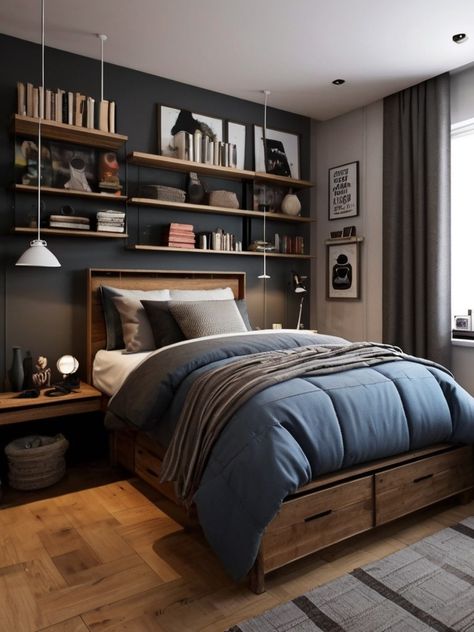 Twin Bedroom Ideas, Young Mans Bedroom, Boy Bedroom Ideas, Teenager Bedroom Design, Male Bedroom Ideas, Stylish Bedroom Ideas, Bedroom Ideas For Small Rooms, Teenager Bedroom Boy